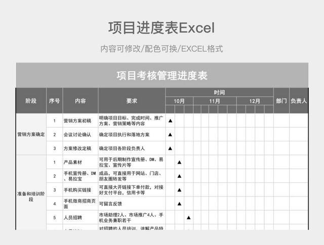 灰色简约项目考核管理进度表