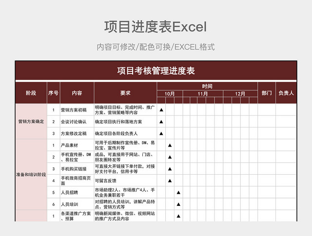 红色简约项目管理进度表