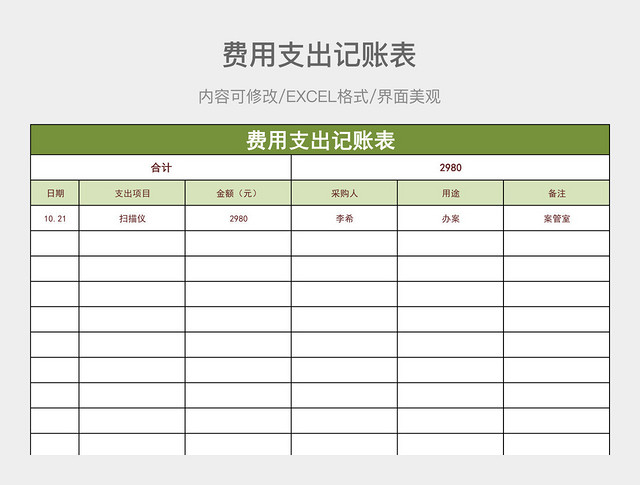 费用支出记账表
