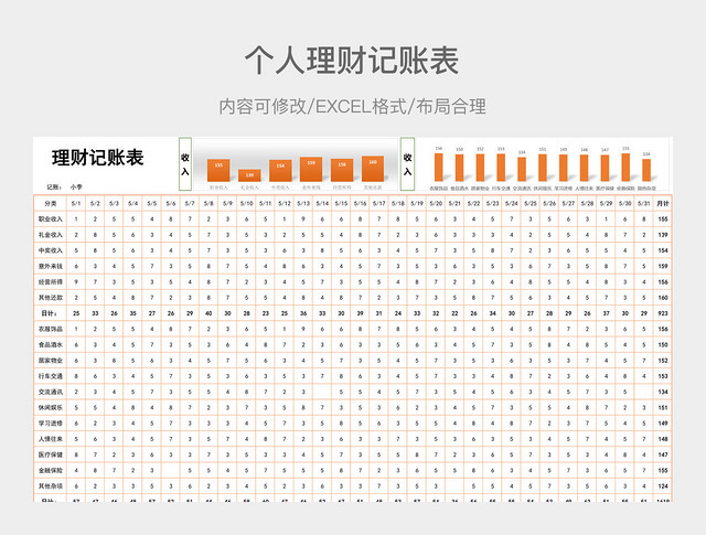 个人理财记账表