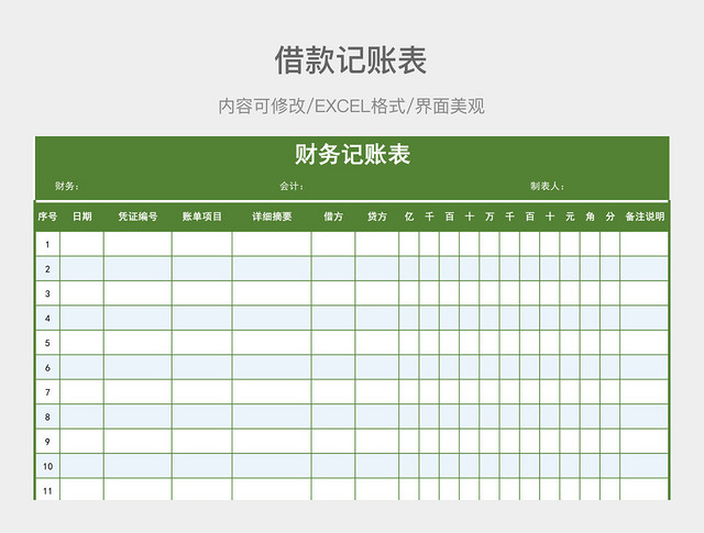 财务记账表