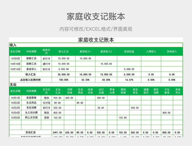 家庭收支记账本