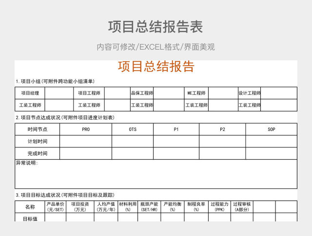 项目总结报告表