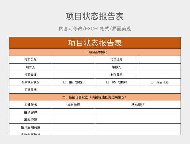 项目状态报告表