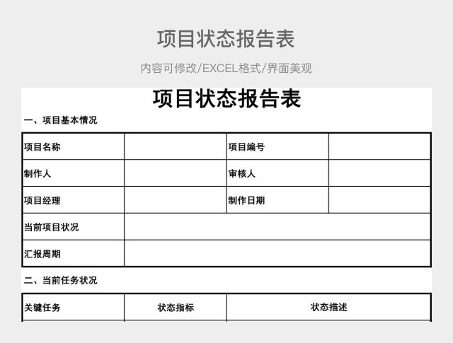 项目状态报告表