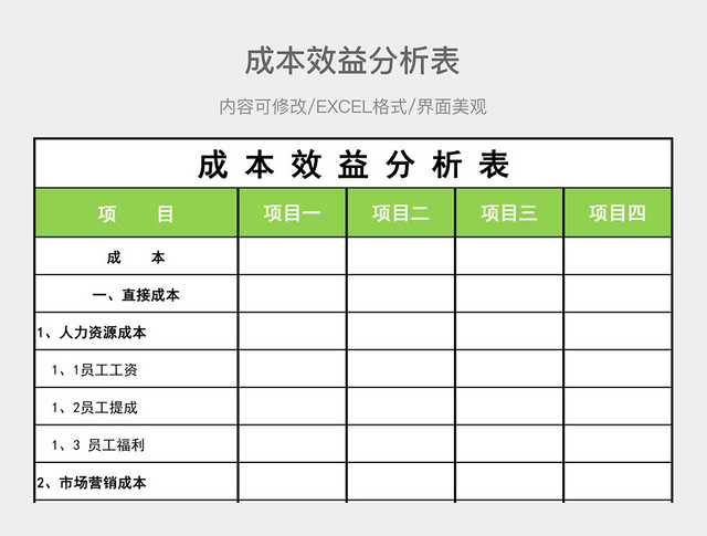 成本效益分析表