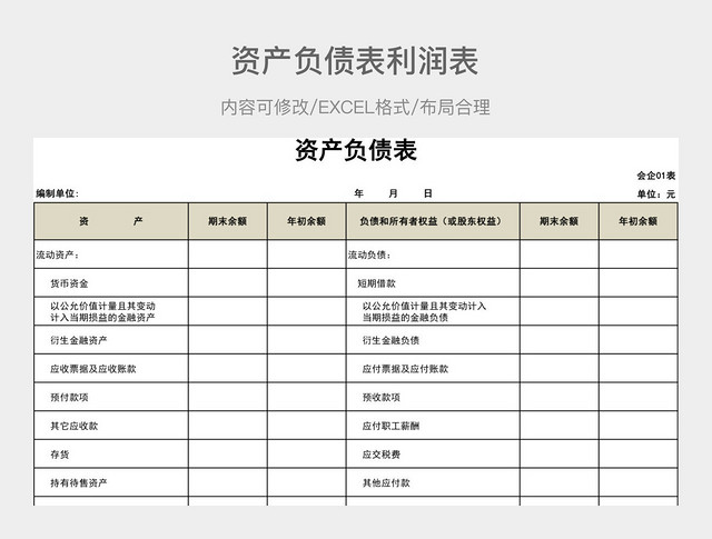 资产负债表利润表