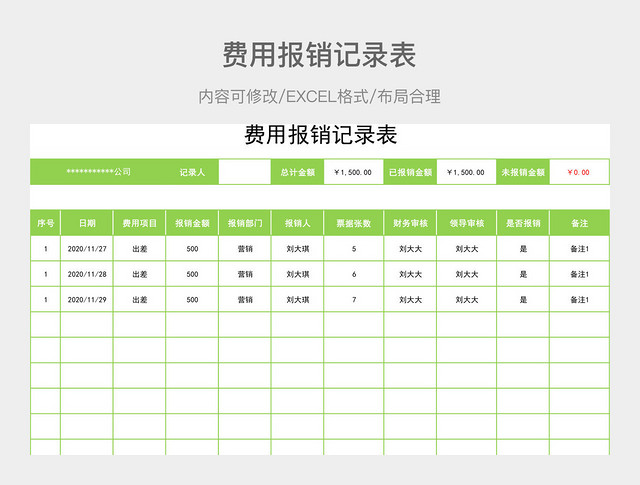 费用报销记录表