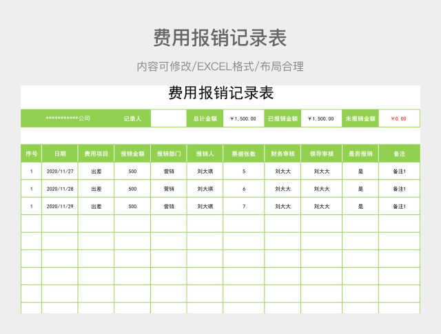 费用报销记录表