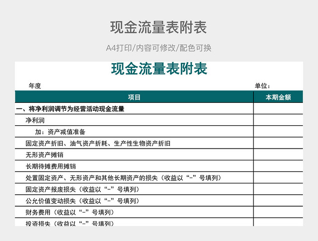 现金流量表附表